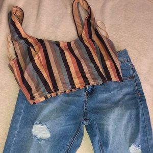 Multi color stripped top( w tag)